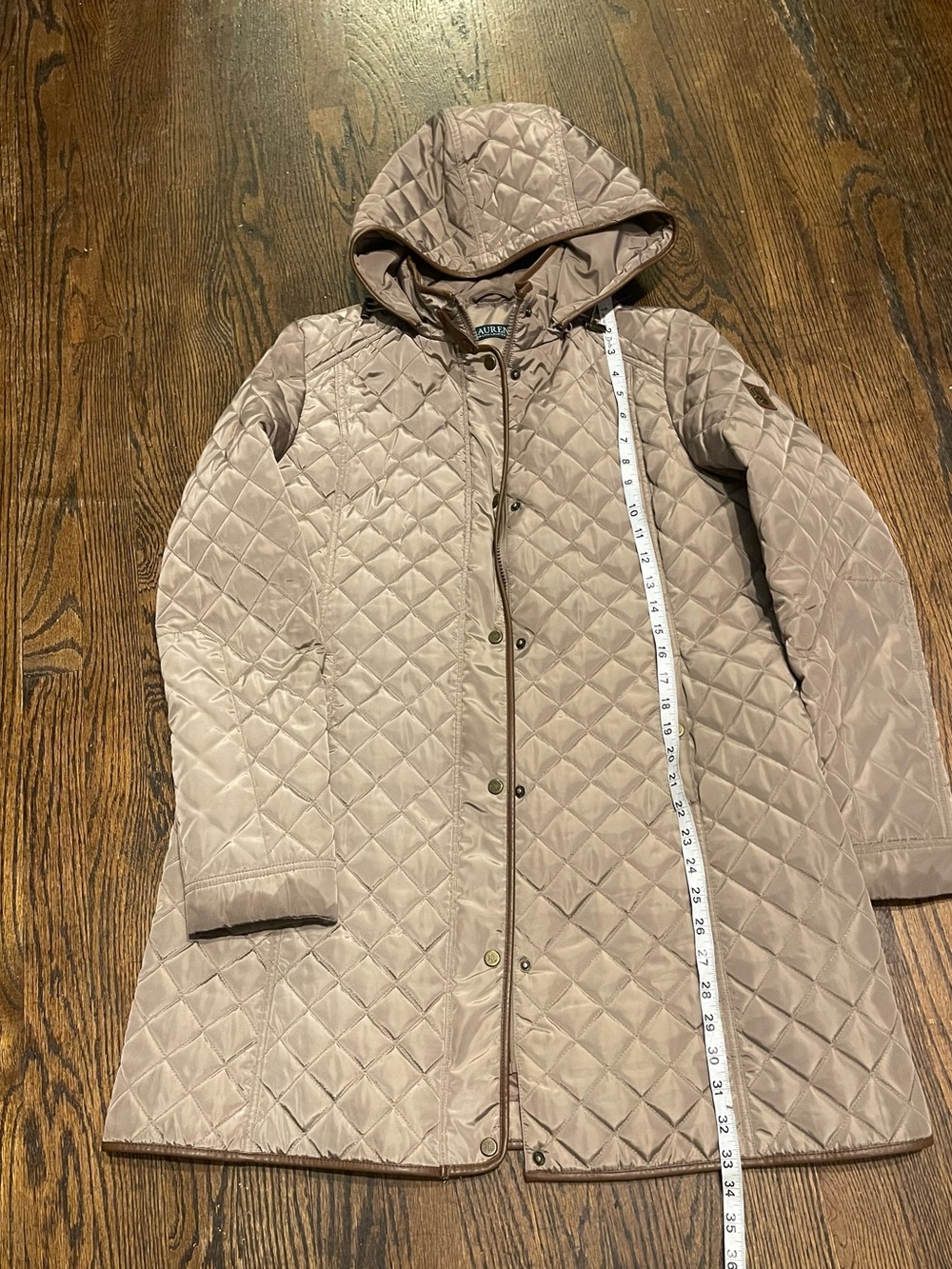 Ralph Lauren women’s Taupe Quilted Diamond-Pattern Puffer Jacket size L - Picture 9 of 13